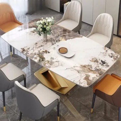 Luxurious Marble-Effect Dining Table