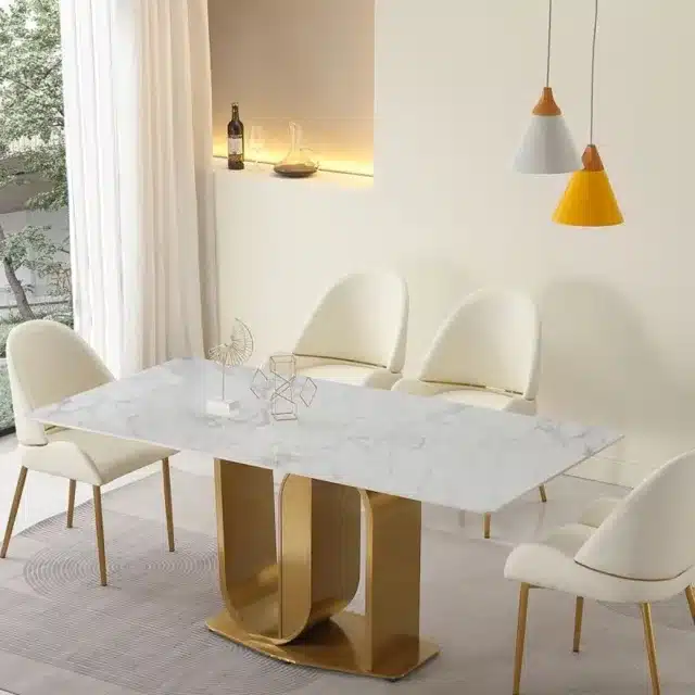Modern Dining Table: Radiant Gold Elegant Set for Every Occasion https://poshemporium.store